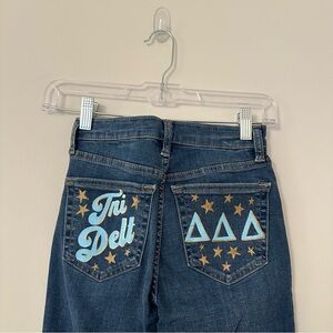 Topshop Custom Painted Tri Delta Flare Jeans